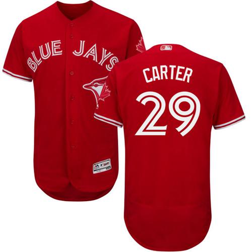 Blue Jays #29 Joe Carter Red Flexbase Authentic Collection Canada Day Stitched MLB Jersey